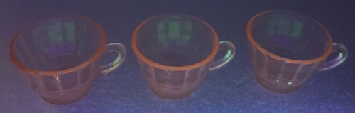 Three (3) Anchor Hocking Block Optic Depression Pink Cups - Picture 4 of 4