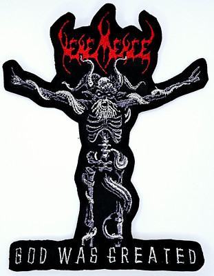 VEHEMENCE GOD WAS CREATED SHAPED BORDER  EMBROIDERED PATCH