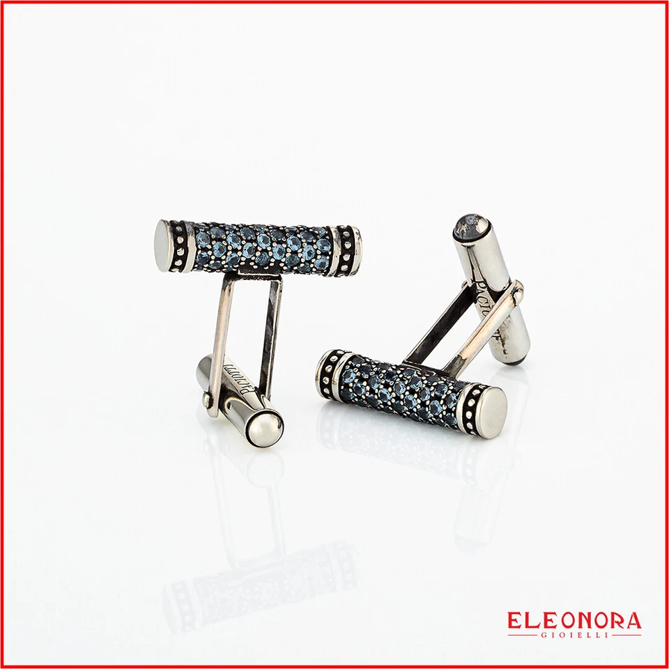 gemelli da uomo in argento 925 cesare paciotti per camicia gemello con pietre, - Immagine 3 di 4