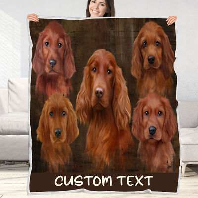 Irish Setter Dog Blanket Personalized Throw Woven Fleece Sherpa Many Designs NWT