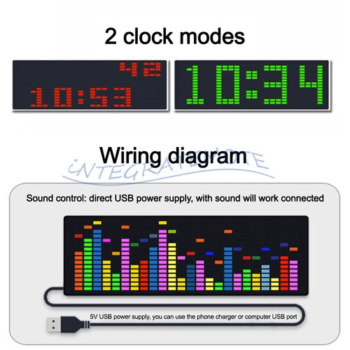 LED Light Music Spectrum Clock Voice Rhythm Car Audio Level Indicator VU Meter - Bild 8 von 17