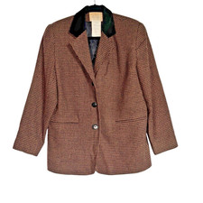 Filed Manor Sz 10 Wool Blend Houndstooth Blazer Dark Academia Preppy