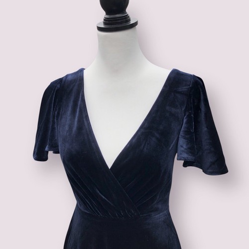 Lulus Absolutely Amazed dunkelblau Samt Flatterärmel Maxikleid neu mit Etikett Gr. Small - Bild 3 von 11