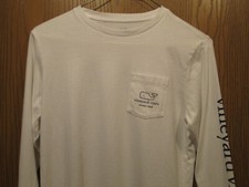 Vineyard Vines Youth White Black Whale Long Sleeve T-Shirt SIZE M 12-14 