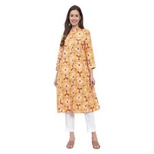 Kurti With Pant Indian Traditional Look Synthetic Printed Ethnic Gift Women Her