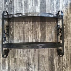 RETRO! Vintage Ornate Black Metal Bathroom 2 Tier Wall Shelf COOL! mid