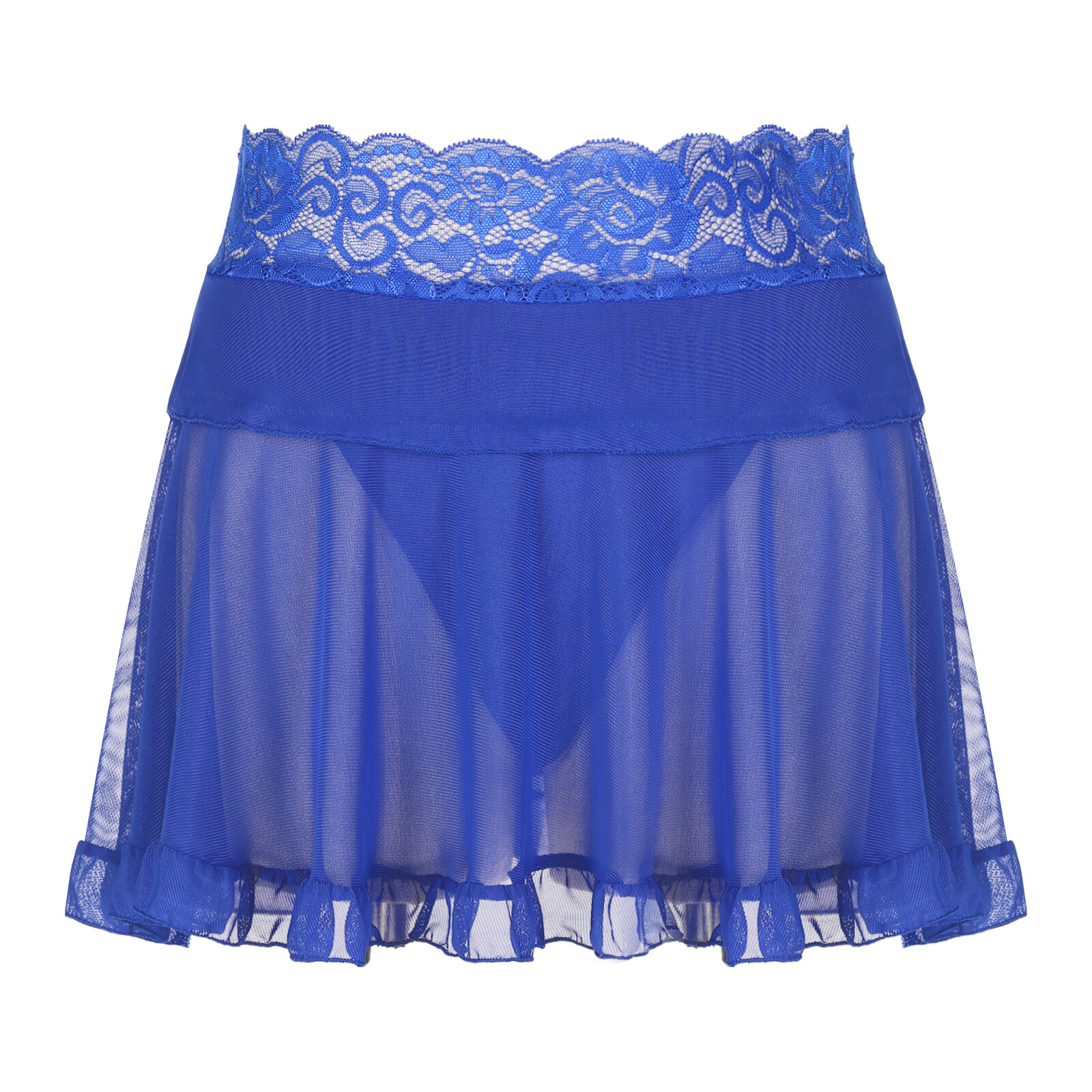 Women's Sheer Mesh Mini Skirts High Waist Ruffle Skirt Pleated Skater