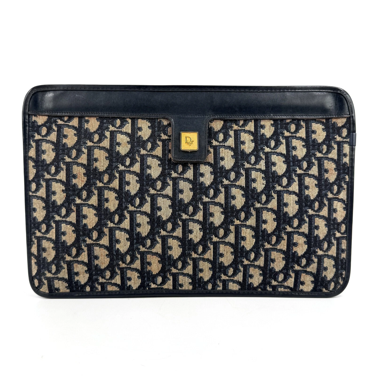 Sac pochette trotteur Dior cuir marine PVC authentique 0571