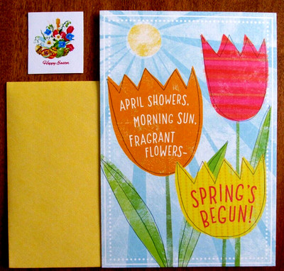 NOS Hallmark Easter Greeting Card, Env. & Seal - Sunshine on Pretty Tulips
