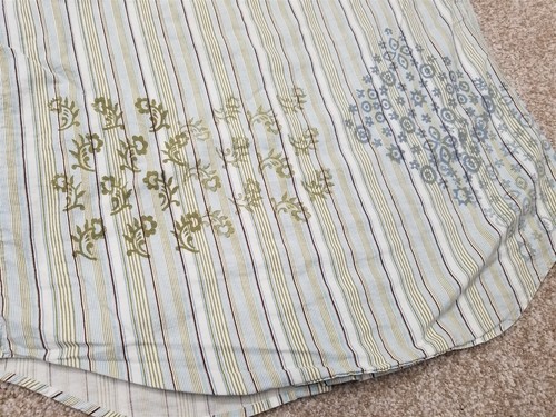 Dragonfly Shirt Mens Large Button Up Blue Stripe w Embroidered and Print accents - Picture 6 of 8