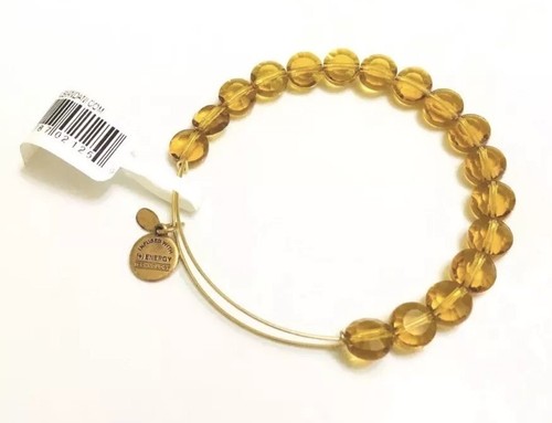 Alex and Ani Dark Topaz Luxe Amber Beads Expandable EWB Bracelet Silver NWT