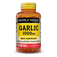 Mason Natural Garlic 1000 mg - Improved Cardiovascular Health, 100 Softgels