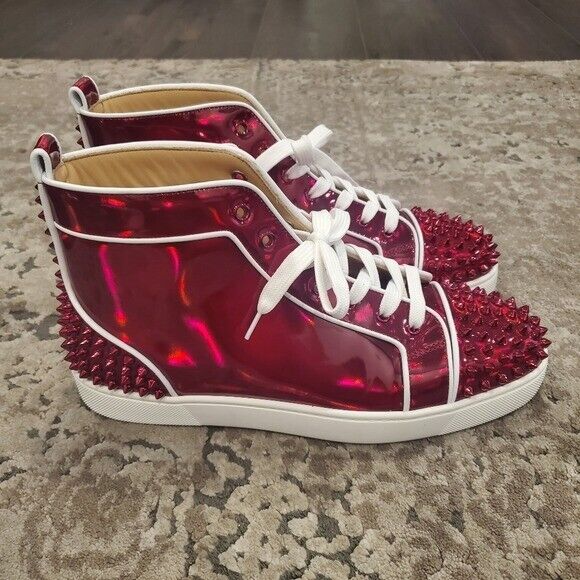 Christian Louboutin Lou Spikes 2 Patent High Top Sneaker Size 43