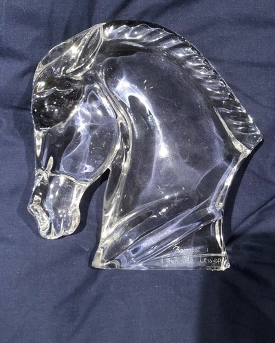 Baccarat Frankreich Vintage Kristall Pferdekopf - signiert & gestempelt Tauni de Lesseps 7"