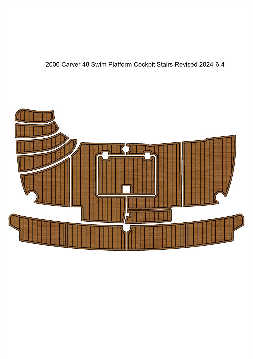 2006 Carver 48 Swim Platform Cockpit Stairs Pad Boat EVA Teak Deck Floor Pad Mat