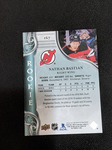 2019-20 UPPER DECK UD ARTIFACTS NATHAN BASTIAN #167 #ed 374/399 RED ROOKIE RC - Picture 2 of 2