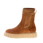 VOILE BLANCHE women shoes Brown suede Bethel chelsea boot rib-knit sock