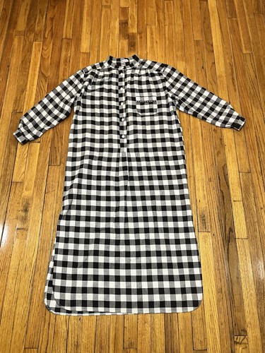 Vintage Fritzkittel Black/White Checkered Shirt Dress Maxi Women's XL - Picture 2 of 15