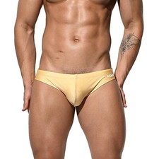DESMIIT Men's Low rise Swimwear Solid simple Sunbath Swimming Briefs