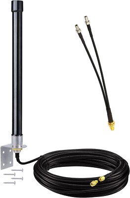 4g LTE Long Range Cellular Antenna Wall Mount 10m RP-SMA SMA to Dual TS9 V Cable