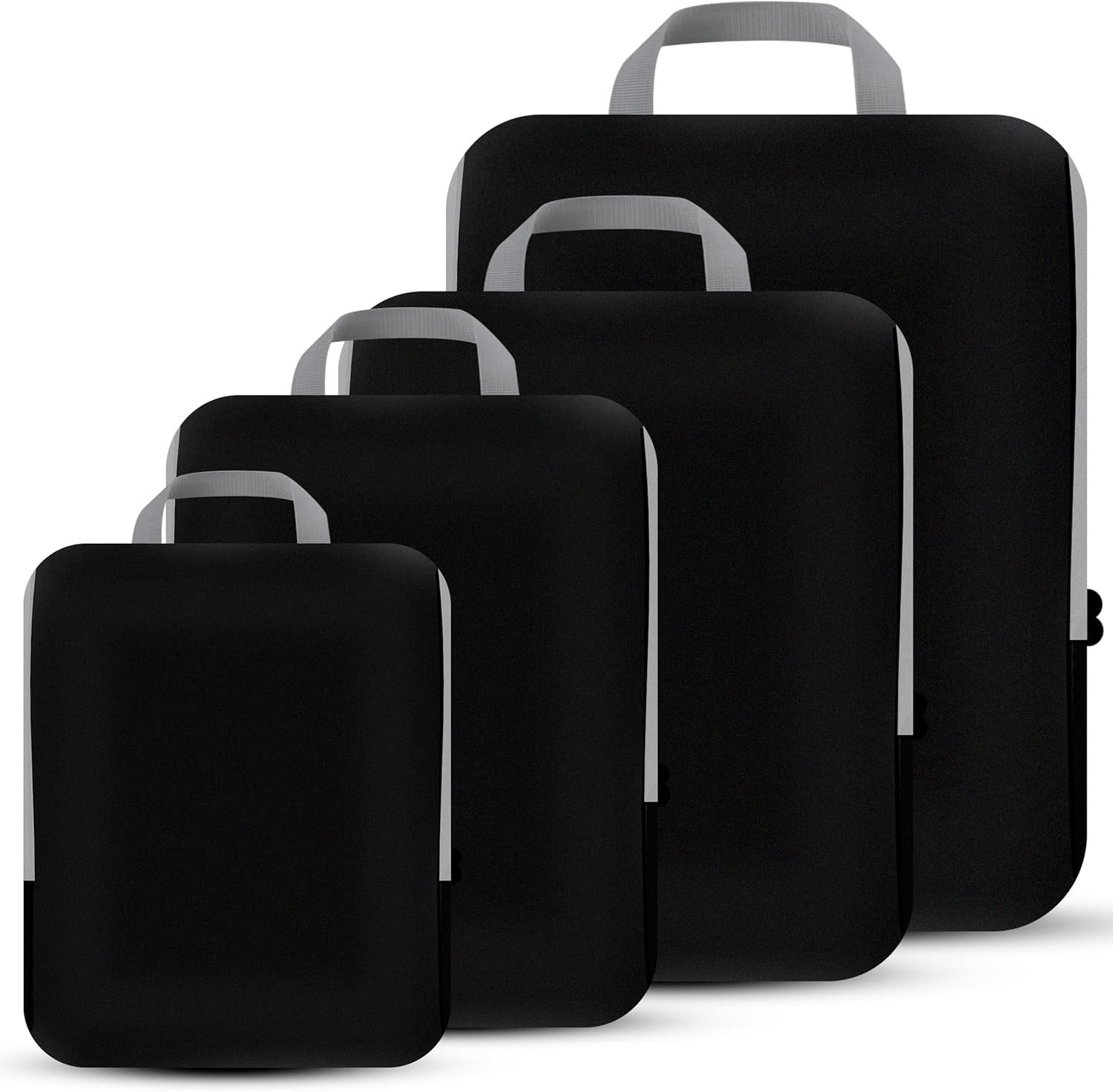 Compression Packing Cubes Set - Travel Organizers for Carry On Luggage - Black