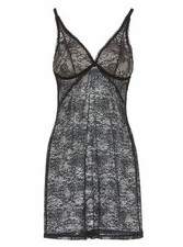 Cosabella TRENTA Black Sheer Stretch Nylon All Over Lace Chemise  Bikini - M