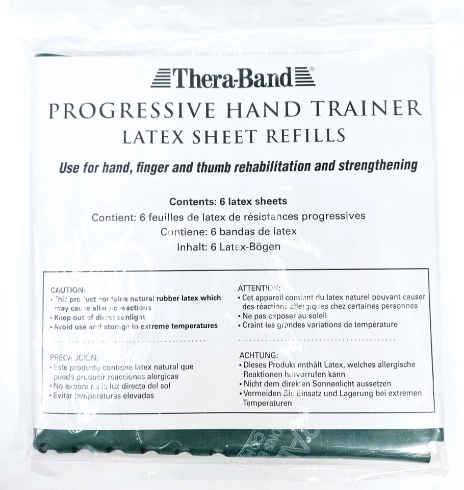 Thera-Band Entrenador de Manos Progresivo Látex Hoja Repuestos Verde Nivel Paquete de 36 Foto 2 de 4