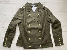 Together Size 10 Khaki Faux Suede Biker Jacket NEW