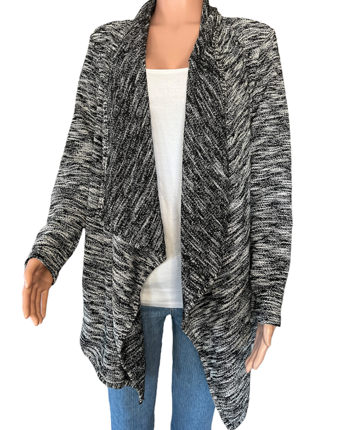 Black Cardigan Sweater Knit Open 