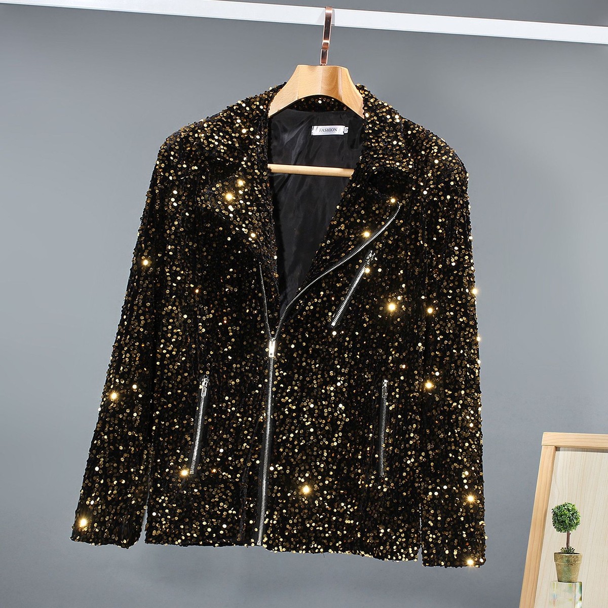 Mens Shiny Sequins Casual Motorcycle Jacket Oblique Zip Biker Coat Sexy Fashion | eBay Mens Shiny Sequins Casual Motorcycle Jacket Oblique Zip Biker Coat Sexy Fashion | eBay