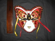 Handcrafted Mardi Gras Mask Butterfly Red BC S -001 Wall Hanging