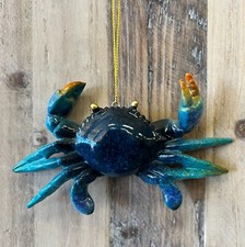 Crab Resin Blue Ornament 3"