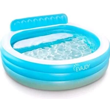 Evajoy Full-Sized Inflatable Swimming Family Pool with Seats 88"×85"×30" Age 3+