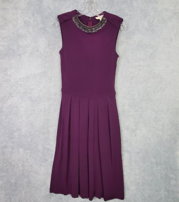 Tory Burch Womens Dress Size XS Purple Embellished Neck All Rayon Sleeveless