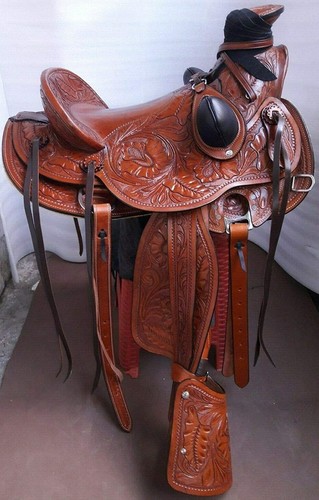 Western Horse Saddle Wade Tree A Fork Premium Leather Roping Ranch 10