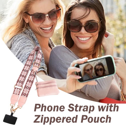 Phone Strap with Zippered Pouch Cross Body Phone String with Zipper Wallet Pouch - Picture 3 of 15