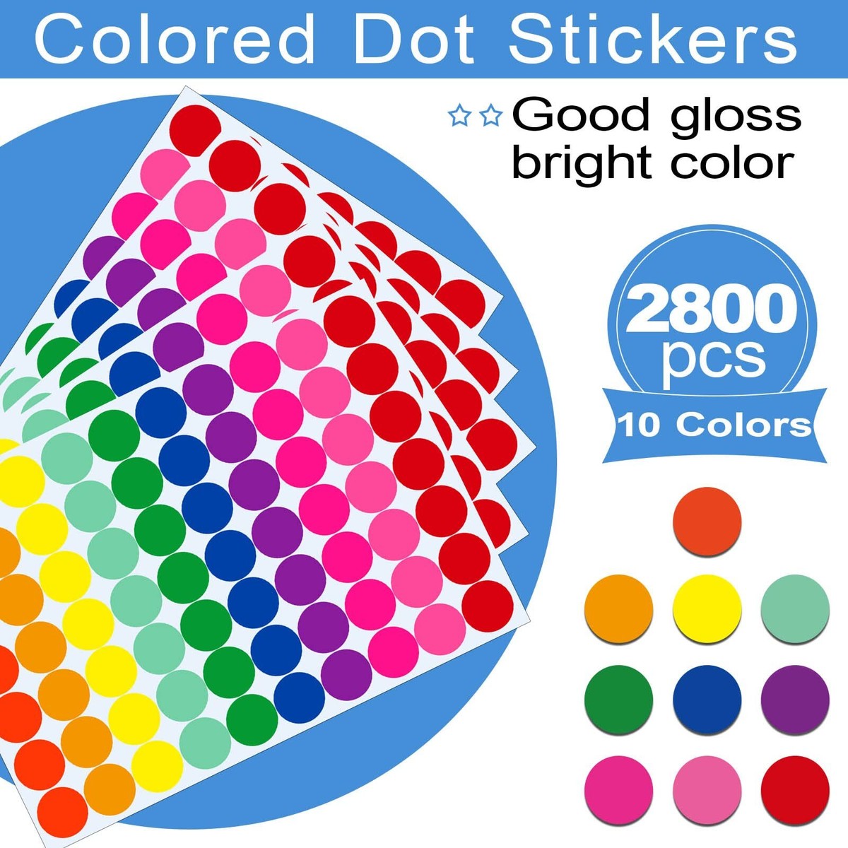 WANSTE 3/4 Inch White Dot Stickers – 1320 Pack Round Color Coding Labels For Office & Home Organization - View #8