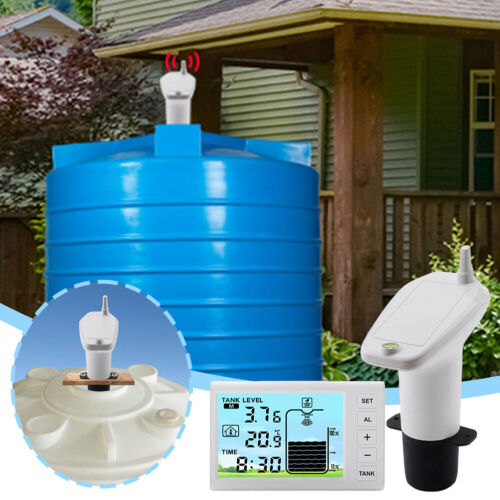 Ultrasonic Tank Liquid Depth Level Meter W/ Temperature Sensor Time Display - Picture 4 of 9