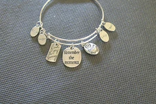 Remember the Moments Expandable Bangle Charm Bracelet; Dream; Laugh; Imagine