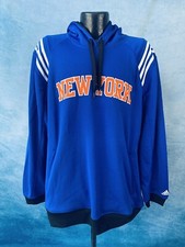 Men's New York Knicks Adidas Blue Fleece Pullover Sweatshirt Hoodie NWT Large