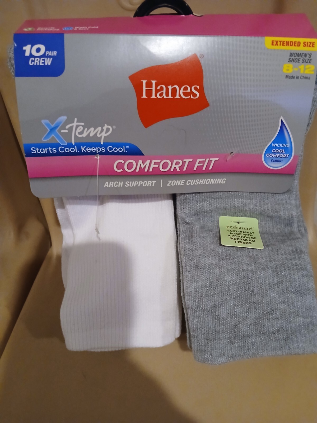 Womens Crew Socks 10 Pack Extended Size 8-12 Comfort Fit-image