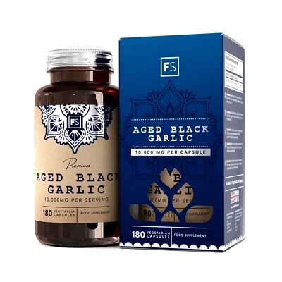 FOCUS SUPPLEMENTS Ajo Negro Envejecido | 180 Cápsulas de Ajo Negro de Alta Potencia - 10,000 mg