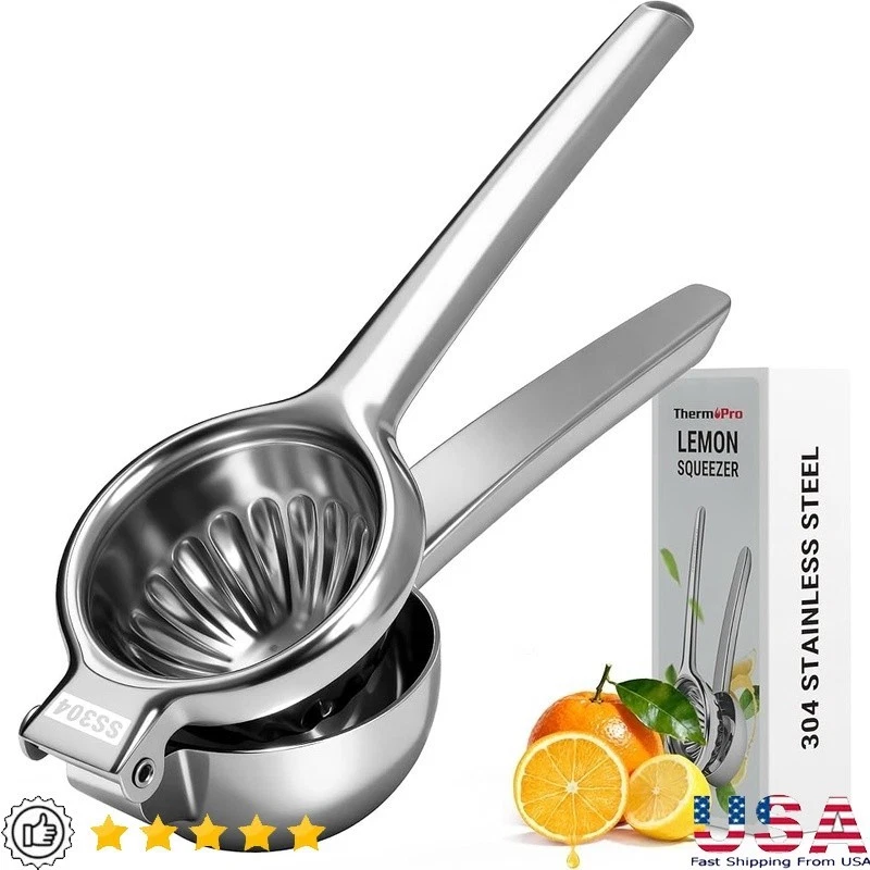 Stainless Steel Lemon Juicer Manual Citrus Squeezer Easy Clean Compact New