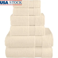 Turkish Cotton Towel Set 6 Piece Bath Hand Washcloths Plush Absorbent Quick Dry