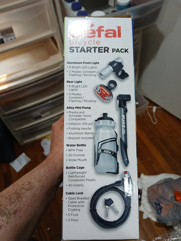 Zefal Bicicleta Starter Pack-Frente+Luzes Traseiras, Bomba, Trava de Cabo+Chaves, Garrafa com Gaiola - Imagem 2 de 3
