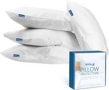 Moonsea Waterproof Pillow Protector Zippered 2 Pack, Standard Standard, White 