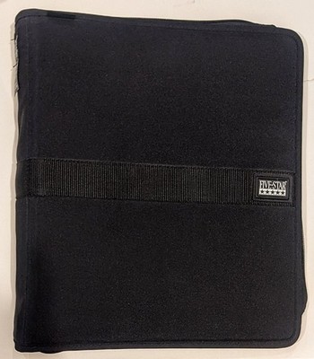 Vintage 1990s Mead Five Star  Zipper Binder 3 Ring Black Fabric Notebook EX COND