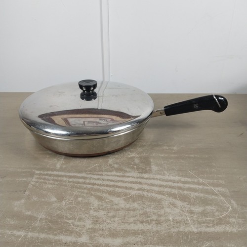 Revere Ware 1801 12” Copper Bottom Skillet Frying Pan w/ Lid Clinton, IL VINTAGE
