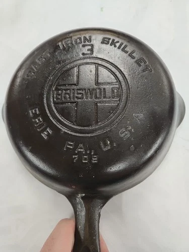 Vintage GRISWOLD #3 LARGE BLOCK Logo 709 Cast Iron Skillet Erie