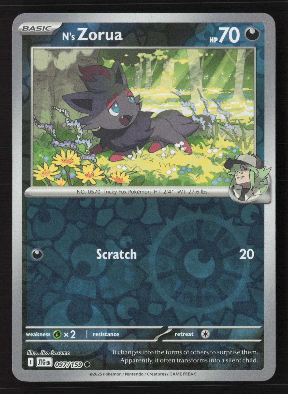 N's Zorua 097/159 Common Journey Together Pokemon Reverse Holo Near Mint